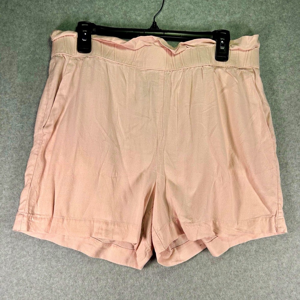 Vero Moda Casual Shorts Womens XL Pink Viscose Linen High Rise Pockets Pull On
